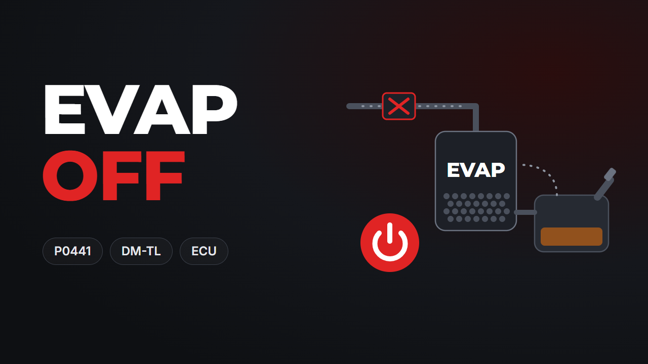 EVAP OFF — canister purge and leak check disabled in petrol ECU software